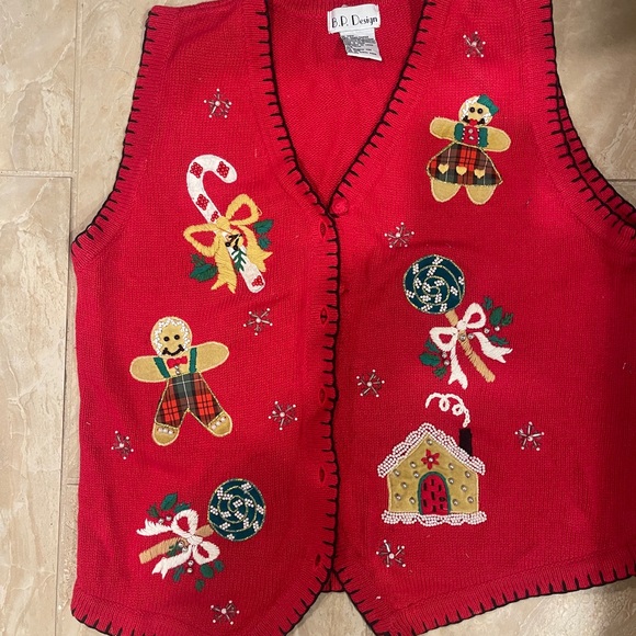 Jackets & Blazers - Festive Red Holiday Sweater Vest B.P. Design